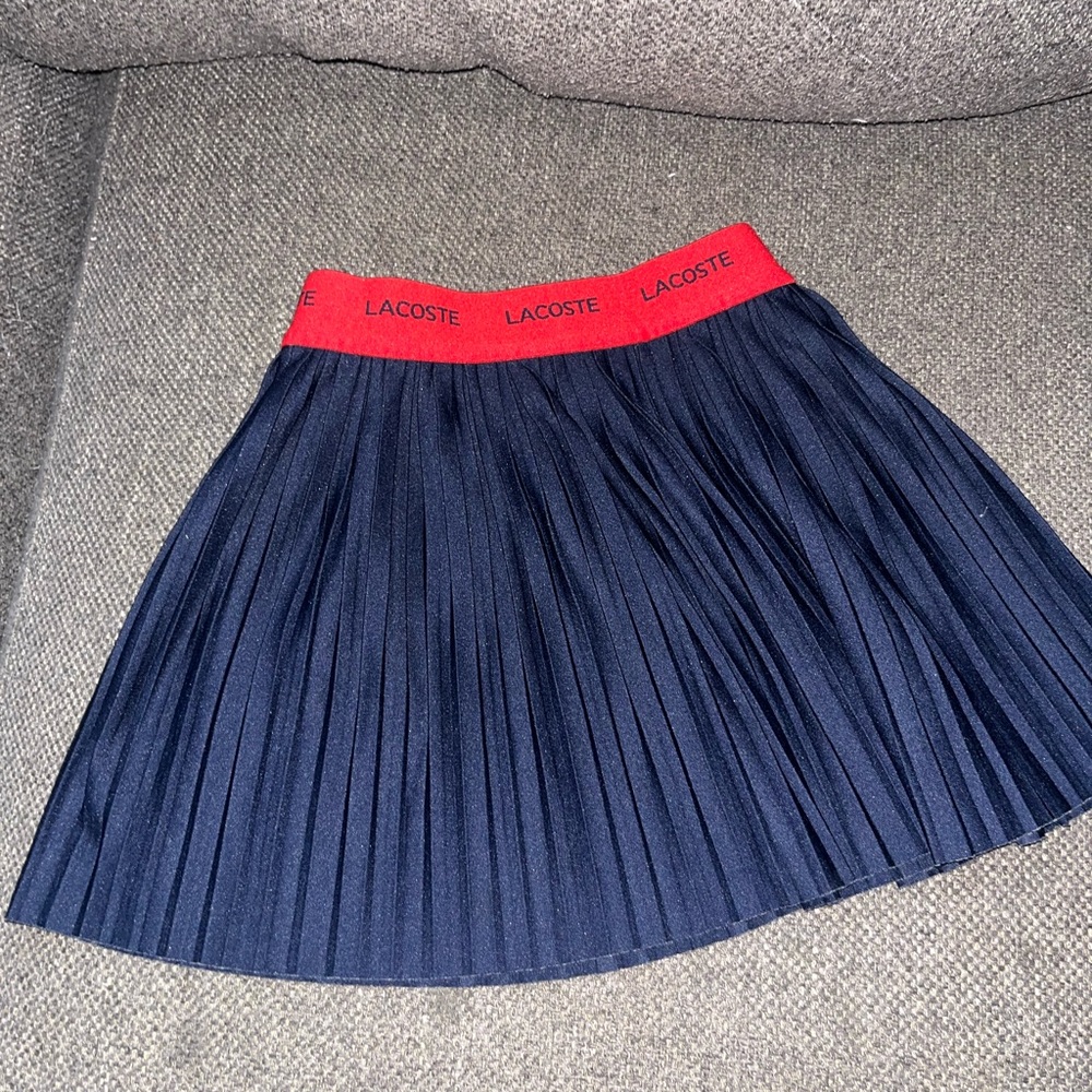 Lacoste Navy Pleated Mini Skirt with Red Accent